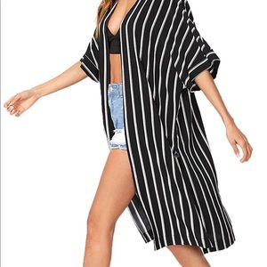 Women's Striped Beach Wear Cover up Kimono